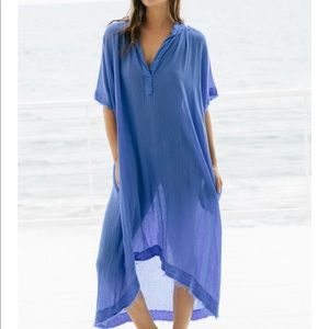 9seed TUNISIA short sleeve caftan in lightweight gauze - Moroccan blue